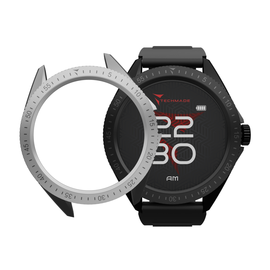 TECHMADE Smartwatch Rocks 2.0 con Cover Intercambiabili Cinturino Nero Cover Nera e Silver - immagine 2