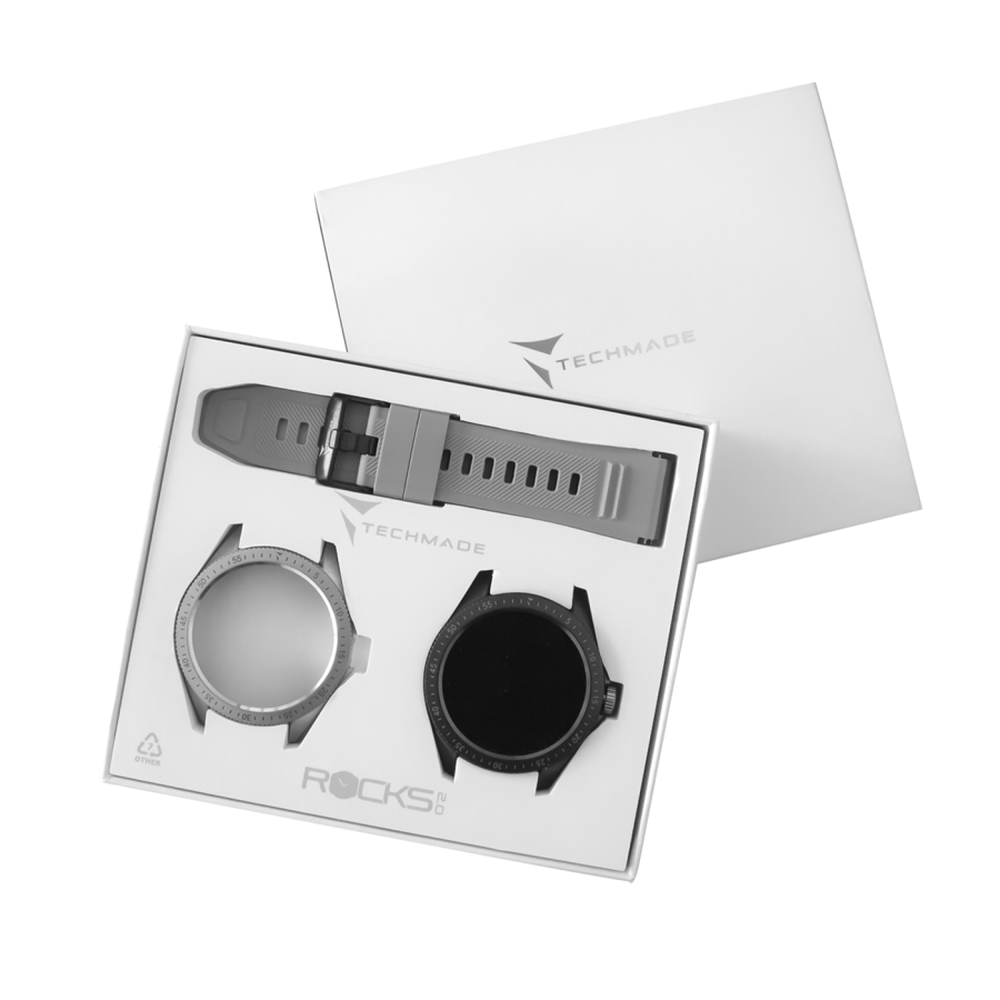 TECHMADE Smartwatch Rocks 2.0 con Cover Intercambiabili Cinturino Nero Cover Nera e Silver - immagine 4