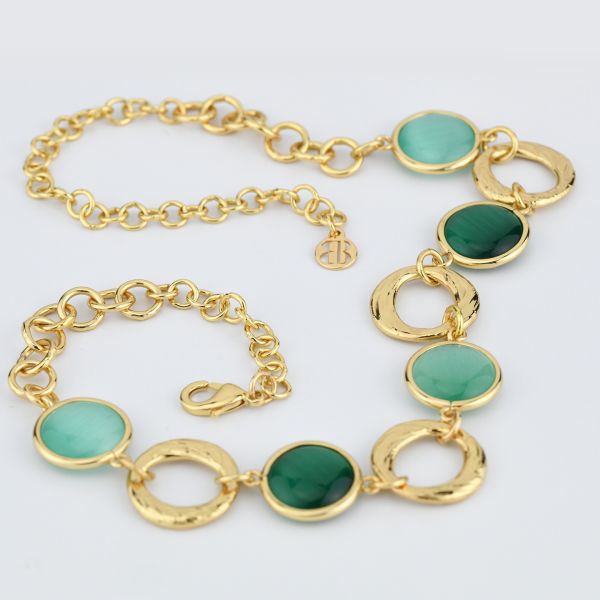 Boccadamo Collana placcata oro giallo con cristalli di colore verde acqua e verde scuro - immagine 3